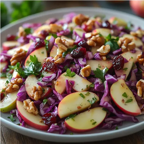 Salade de chou rouge, pomme et cranberries