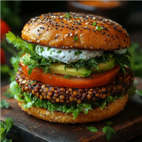 Burger végétarien aux galettes de lentilles