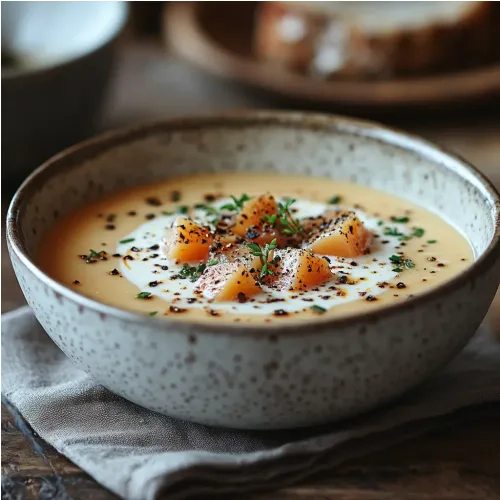 Velouté de potimarron et châtaignes