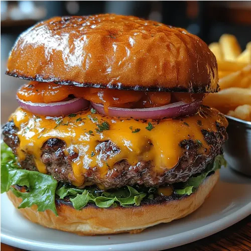 Burger maison au steak haché et cheddar fondu