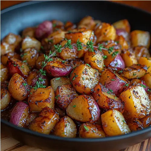 Poêlée de légumes racines au miel et thym