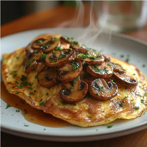 Omelette aux champignons et persil