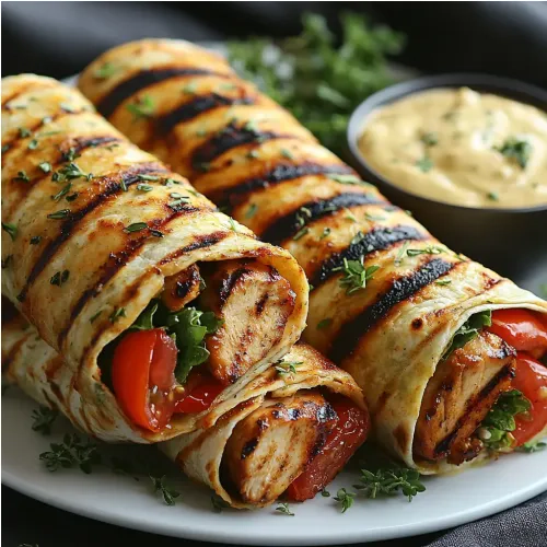 Wraps au poulet grillé et crudités