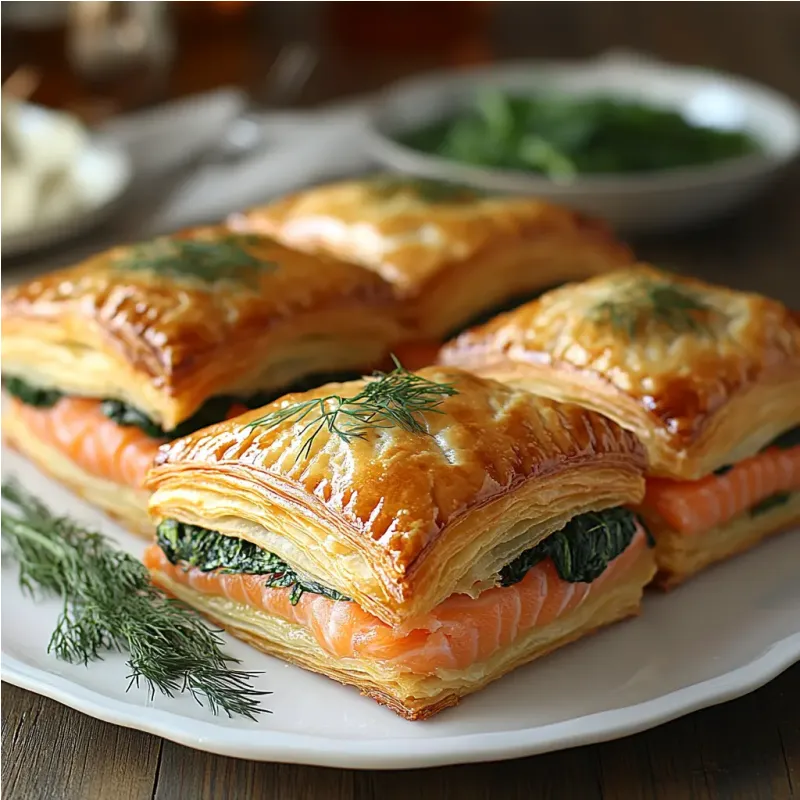 Feuillet&eacute;s ap&eacute;ritifs aux &eacute;pinards et saumon fum&eacute;