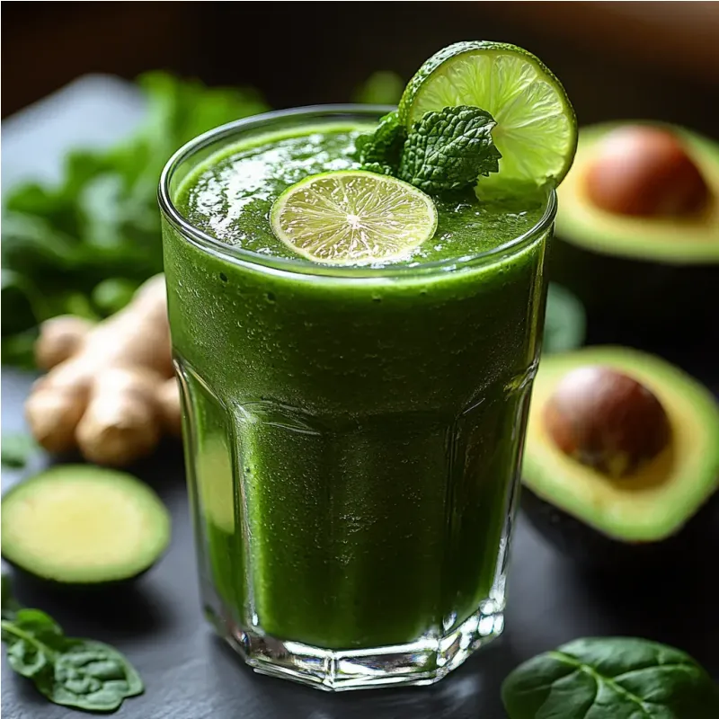 Smoothie d&eacute;tox aux l&eacute;gumes verts et gingembre