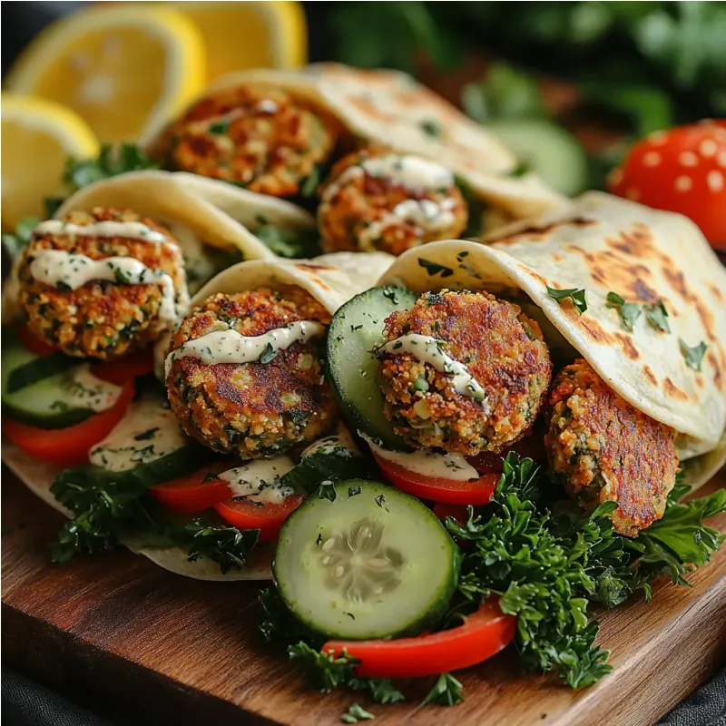 Wraps v&eacute;g&eacute;tariens aux falafels et crudit&eacute;s