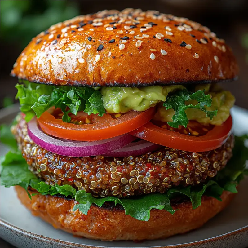 Burger v&eacute;g&eacute;tarien aux galettes de quinoa
