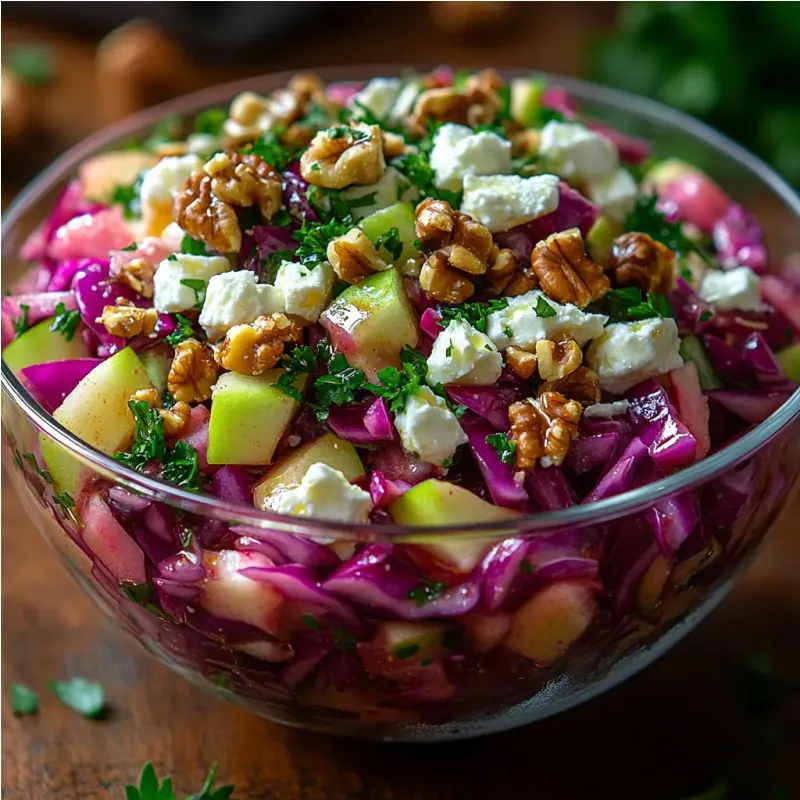 Salade de chou rouge, pomme et feta