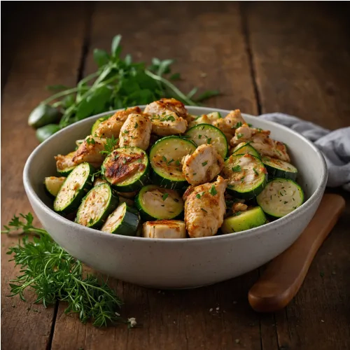 Courgettes sautées au poulet