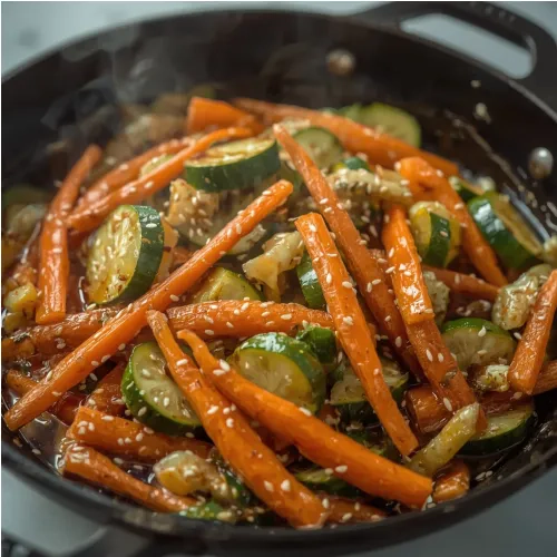 Wok de courgettes et carottes au sésame