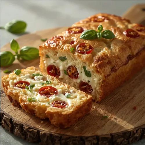 Cake chèvre, tomates et basilic