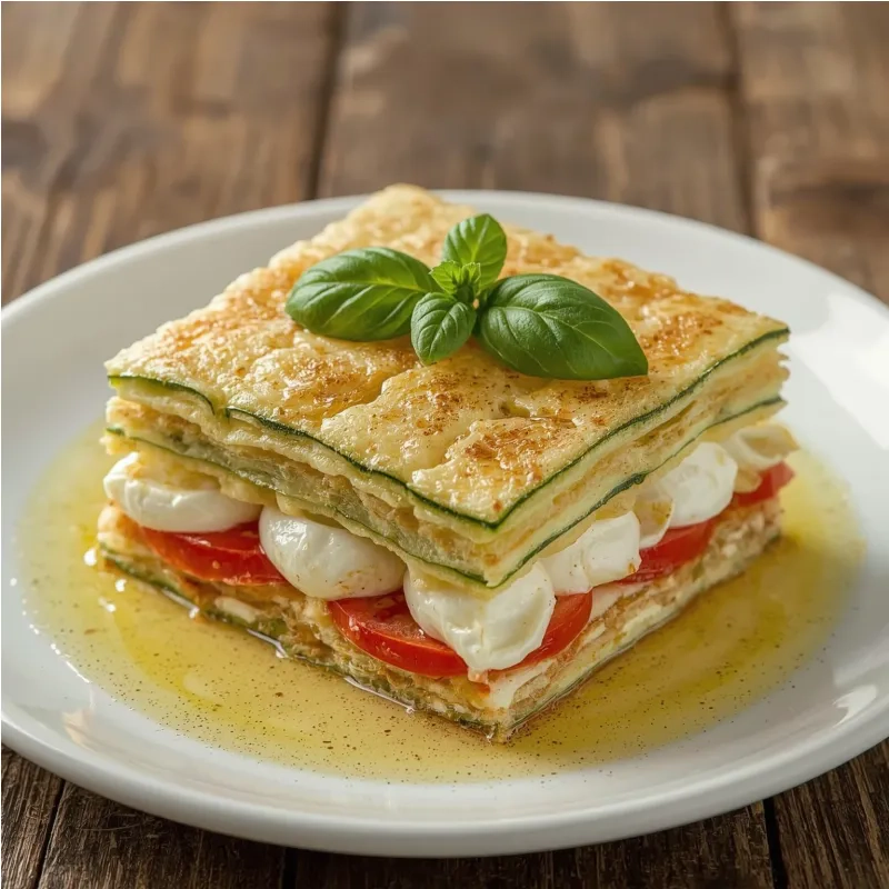 Mille-feuille de courgettes et tomate &agrave; la mozzarella