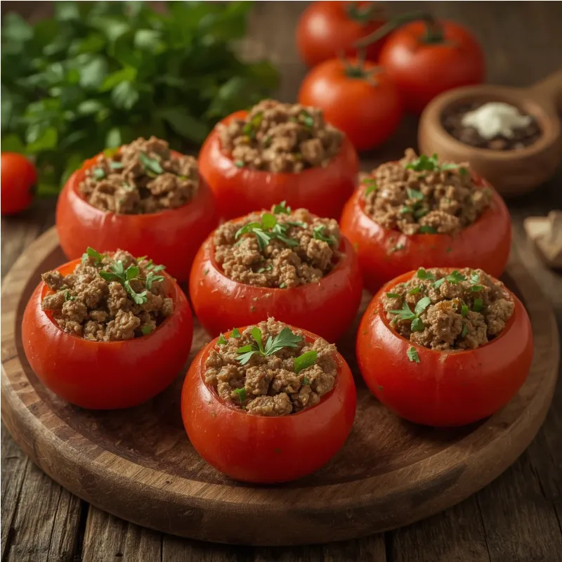 Tomates farcies &agrave; la viande hach&eacute;e