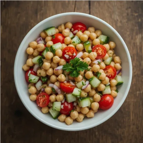 Salade de pois chiches fraîche et colorée