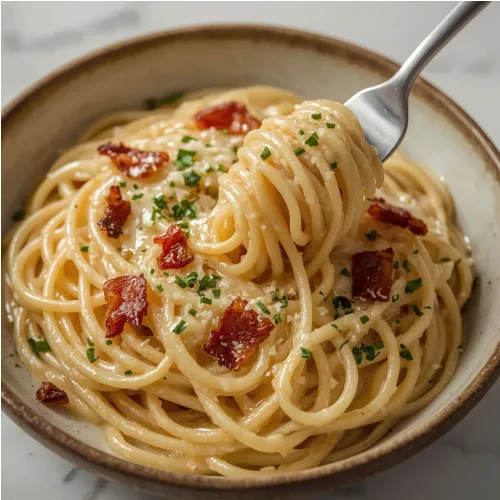 Spaghetti à la carbonara crémeuse