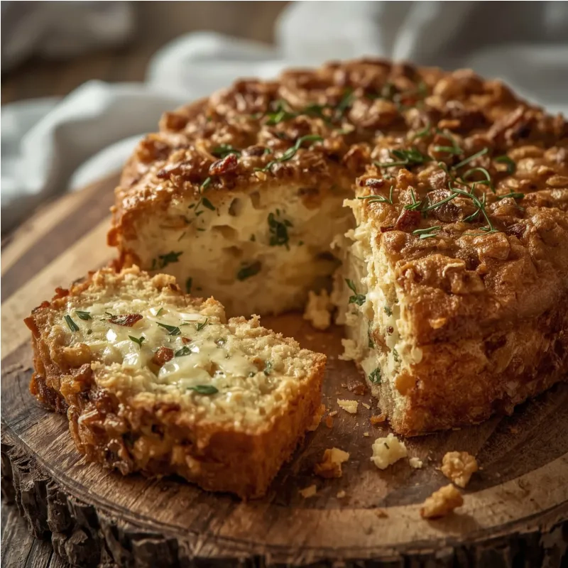 Cake sal&eacute; au ch&egrave;vre et aux lardons
