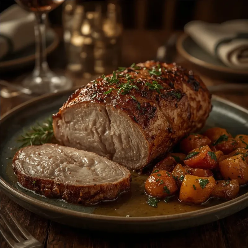 R&ocirc;ti de porc aux herbes