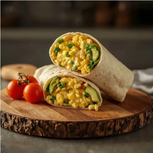 Wrap aux œufs, ciboulette et avocat