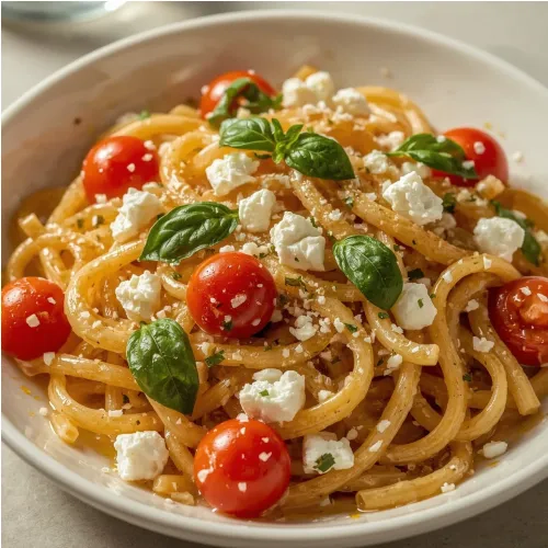 Salade de pâtes à la féta et aux tomates cerises