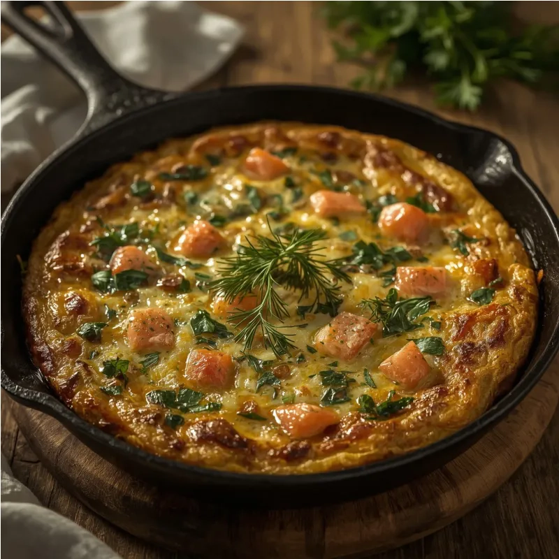 Frittata au saumon et aux herbes