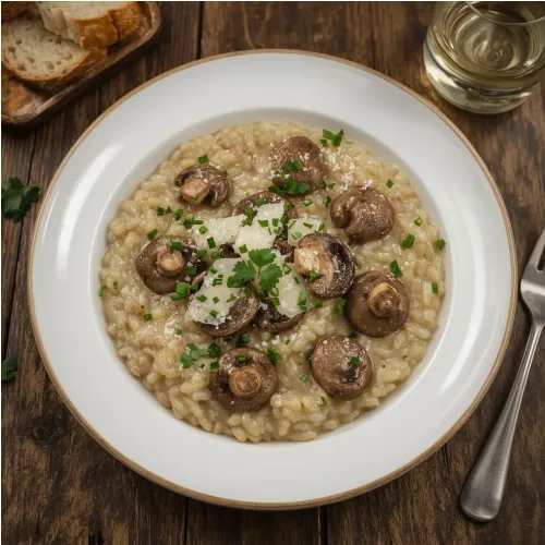Risotto aux champignons crémeux