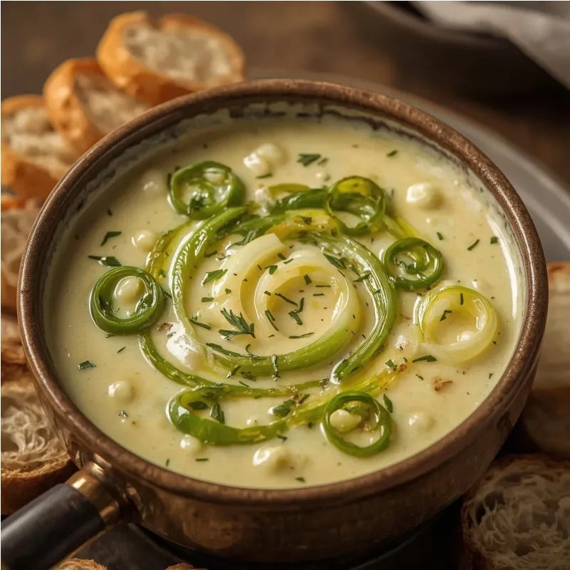Fondue de poireaux cr&eacute;meuse
