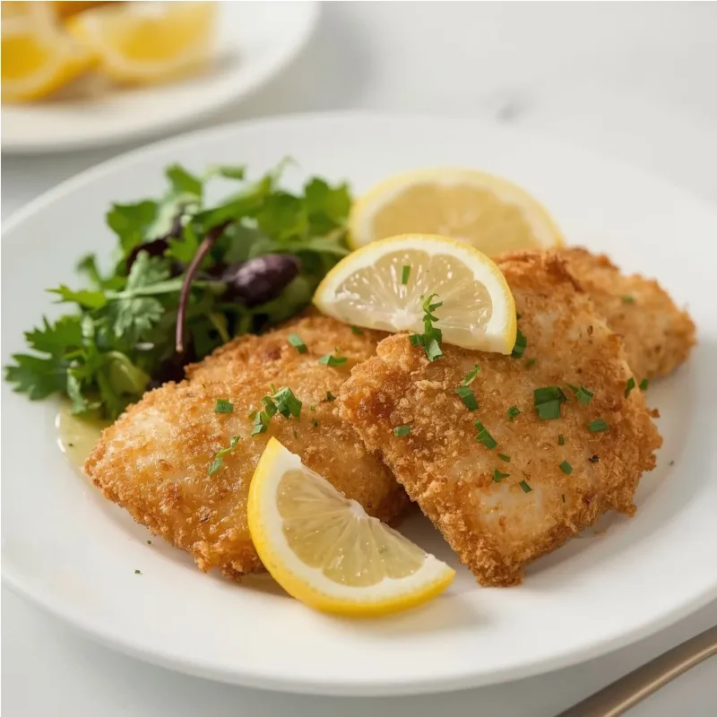 Filet de merlan pan&eacute; au citron