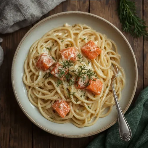Pâtes au saumon fumé et crème