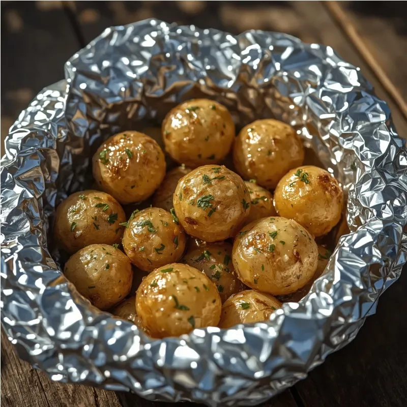 Pommes de terre &agrave; l'ail en papillotes au barbecue