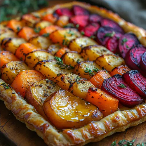 Tarte rustique aux légumes racines
