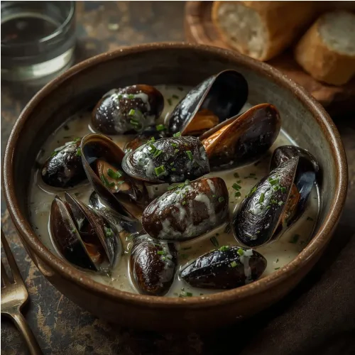 Moules marinières à la crème fraîche