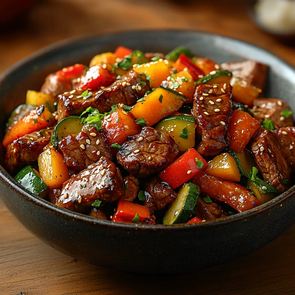 Wok de bœuf aux légumes croquants