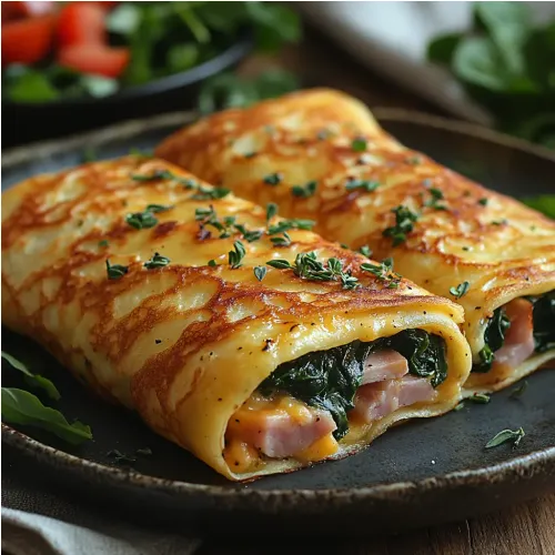 Crêpes salées aux épinards et jambon