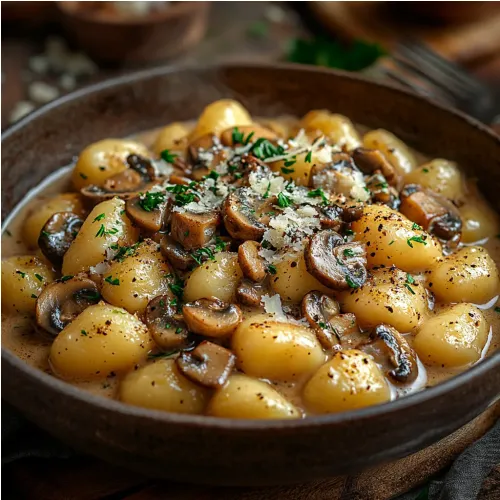 Gnocchis à la sauce crémeuse de champignons