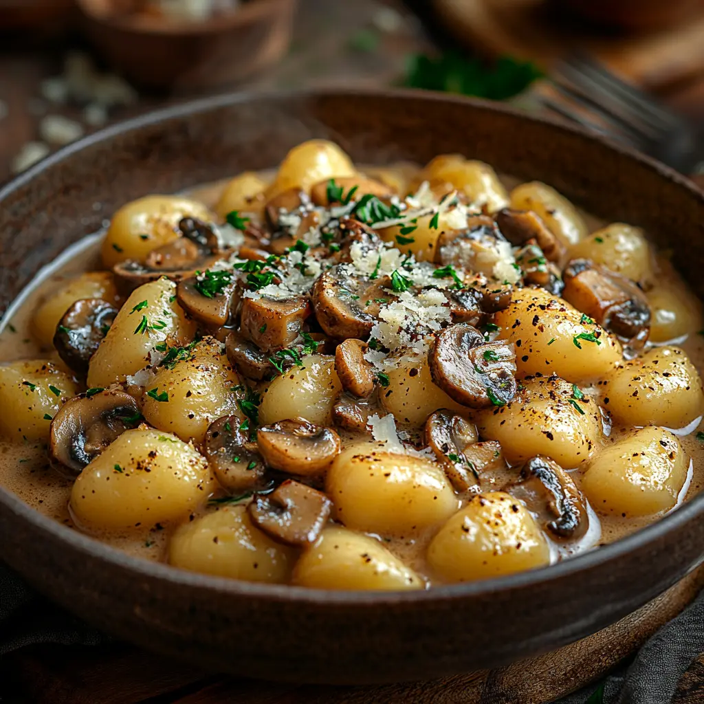 Gnocchis à la sauce crémeuse de champignons