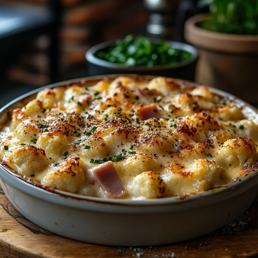 Gratin de chou-fleur au jambon