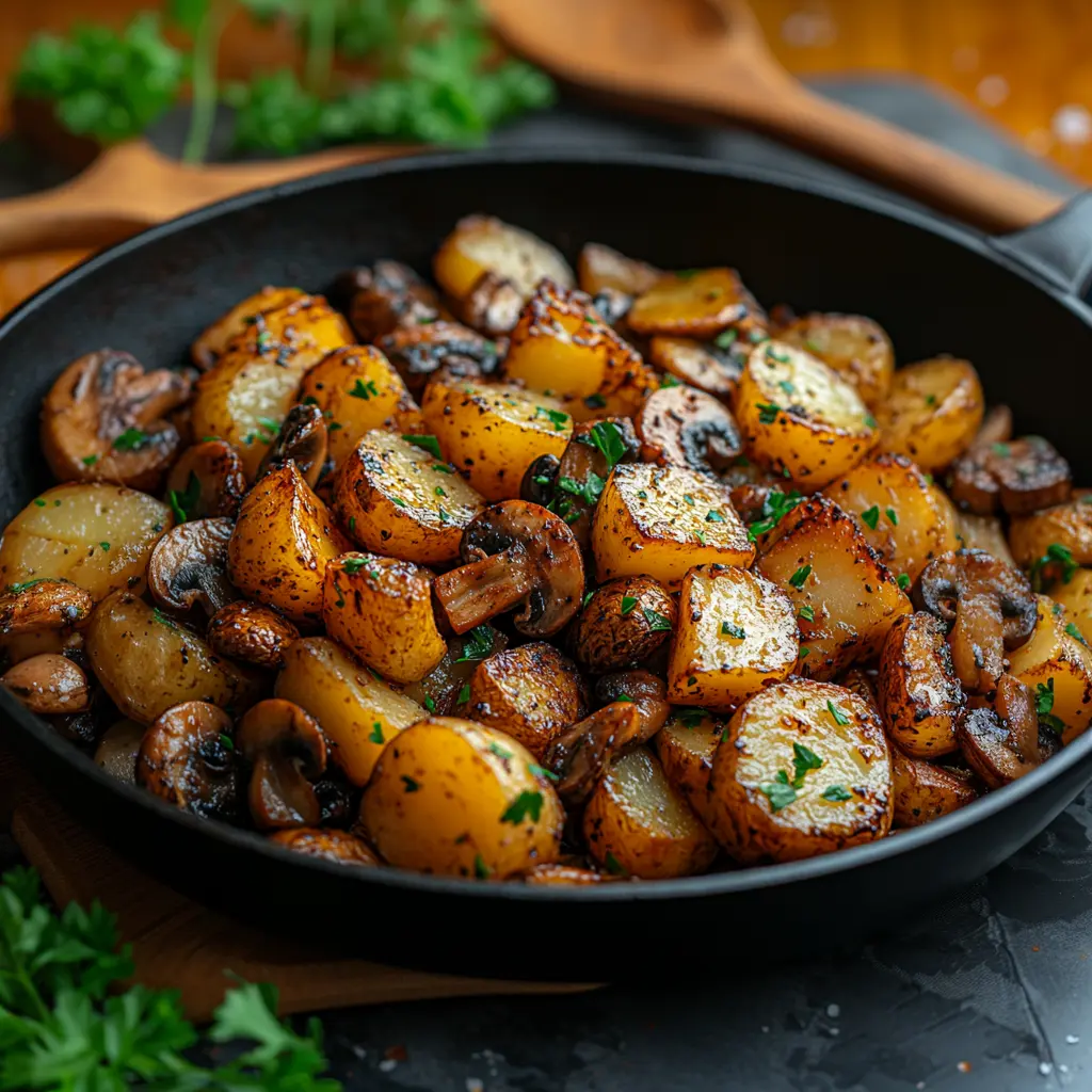 Poêlée de champignons et pommes de terre sautées