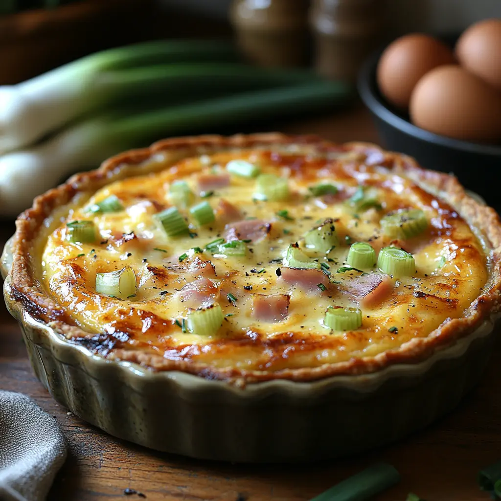 Quiche aux poireaux et au jambon