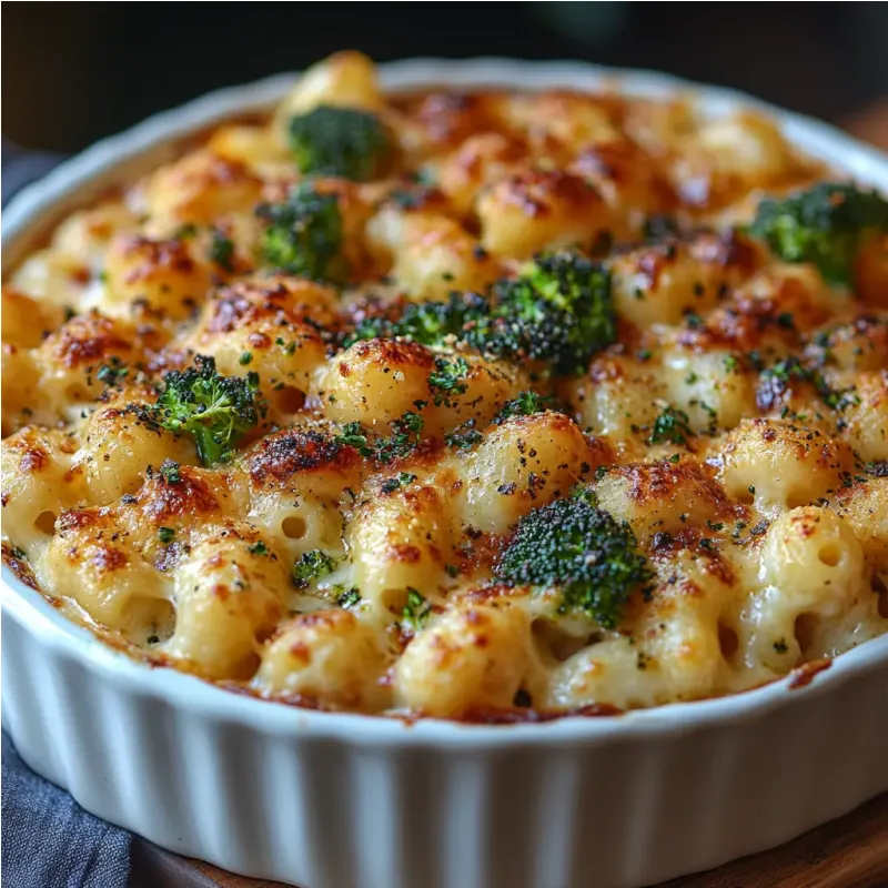 Gratin de p&acirc;tes au brocoli et fromage