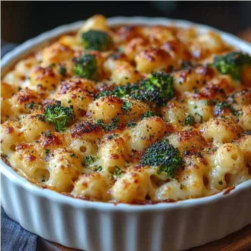 Gratin de pâtes au brocoli et fromage